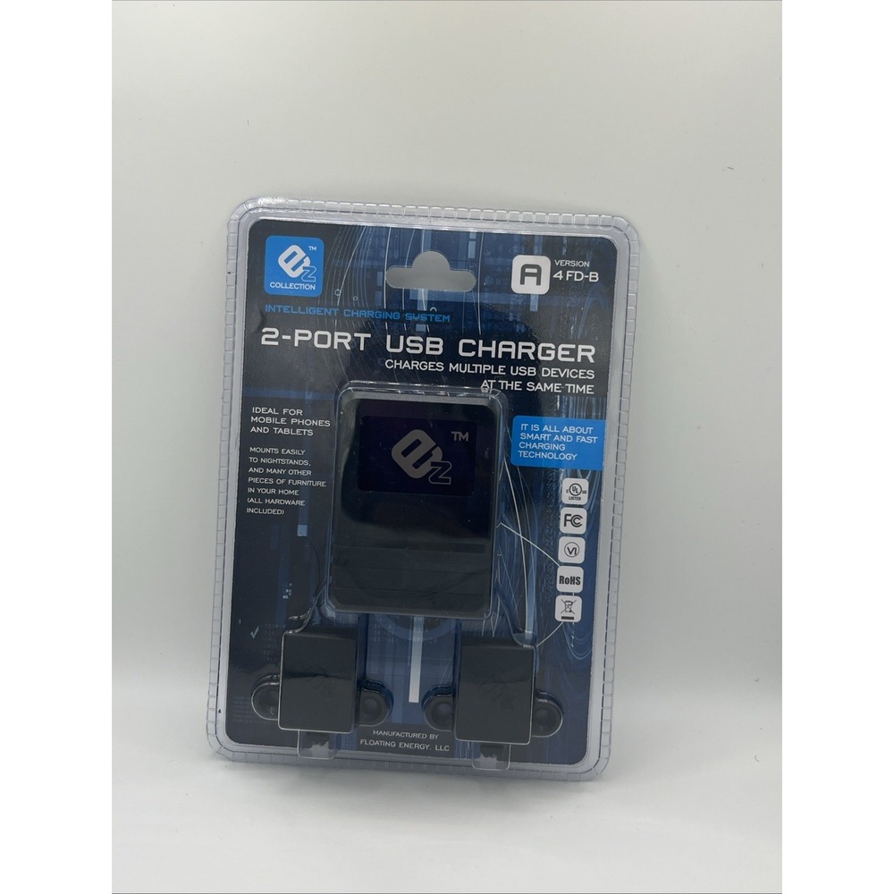 NEW EZ Collection 2 Port USB Charger Intelligent Charging System For Side Of Bed